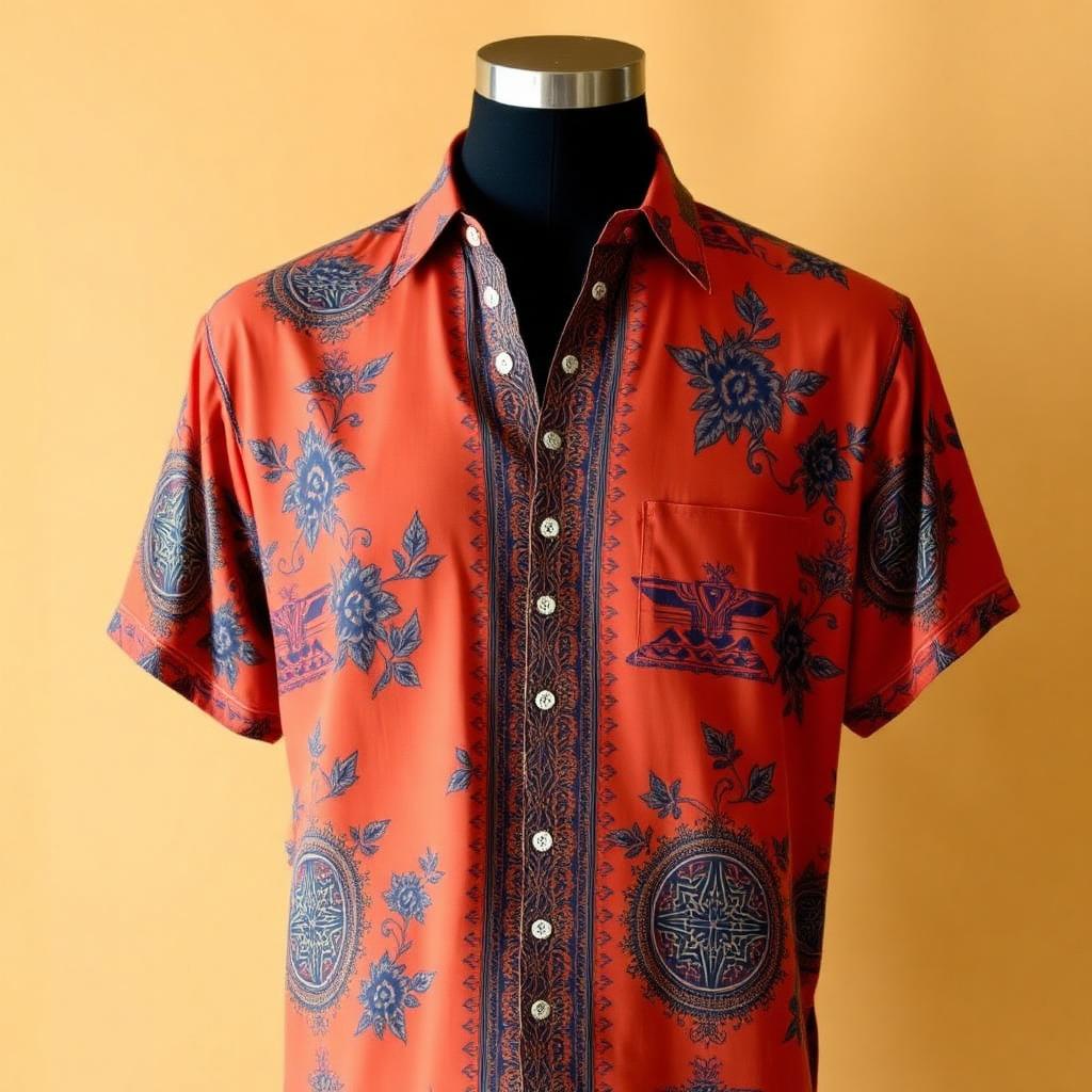 Men Terracotta Printed Shirt