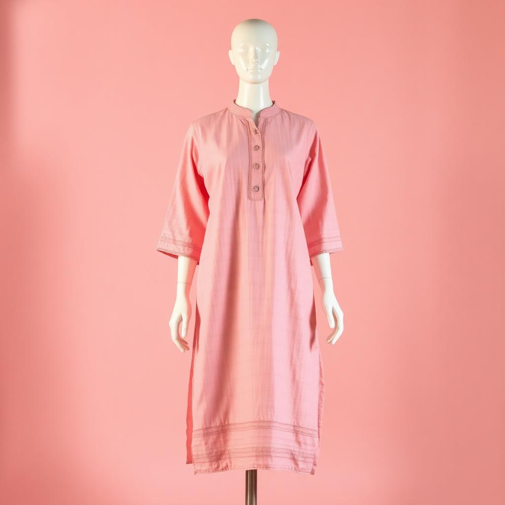 Women Blush Pink Cotton Kurti