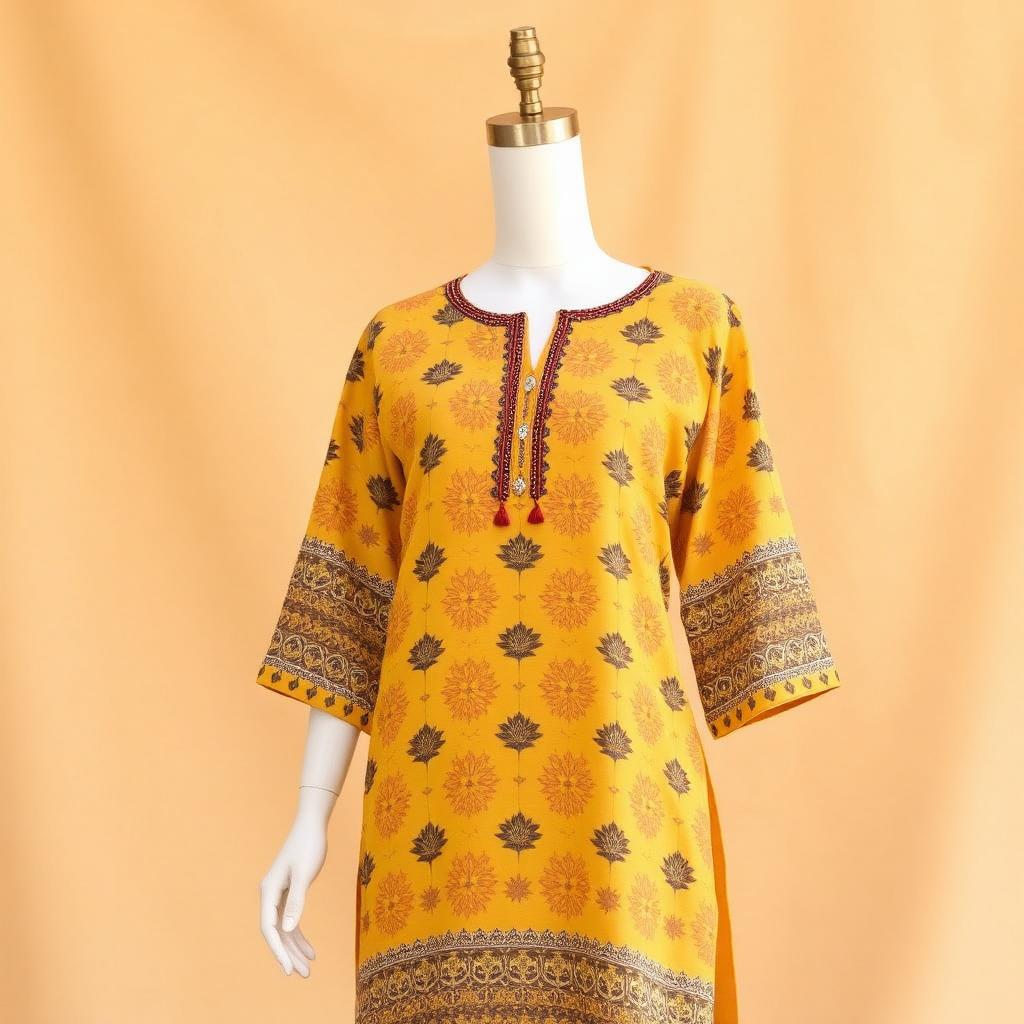 Women Mustard Printed Kurti